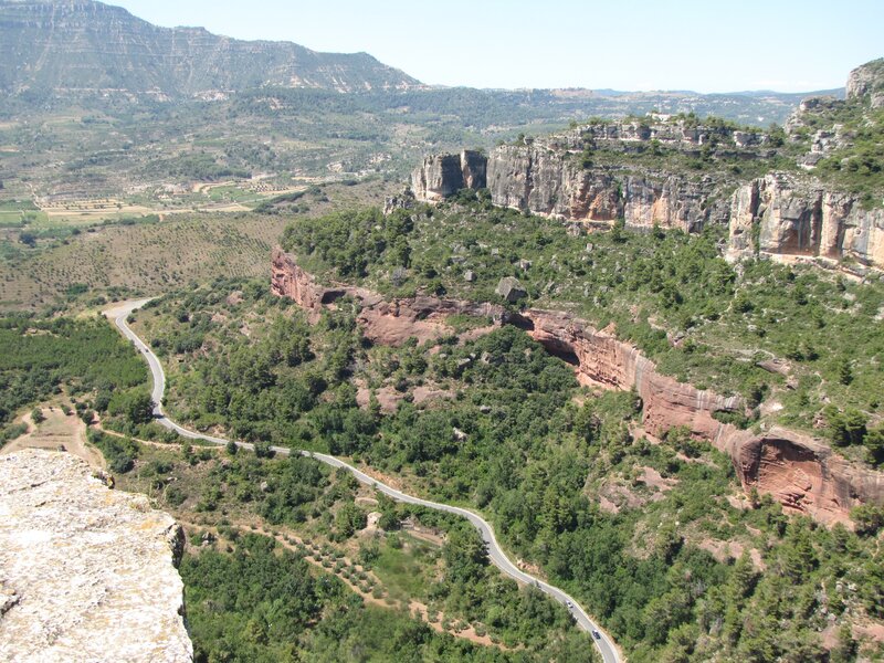 Winding Road in Canyon — Green, Serene