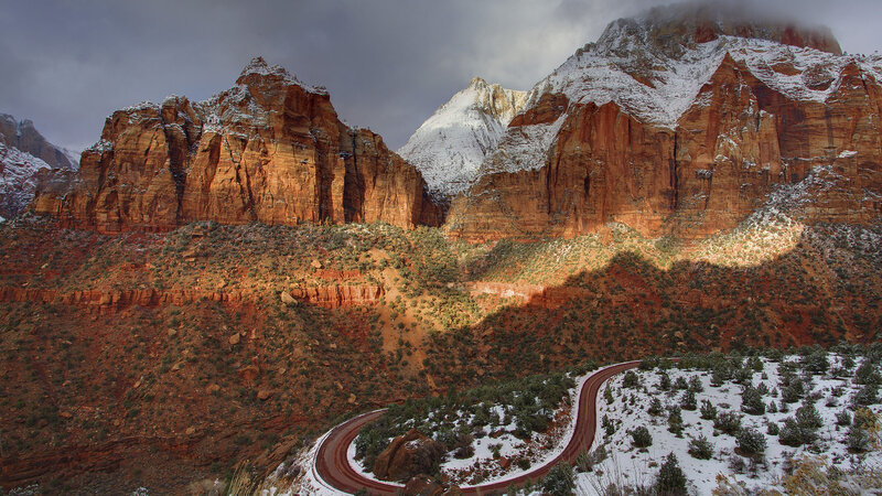 Winding Road in Canyon — Red, Dramatic