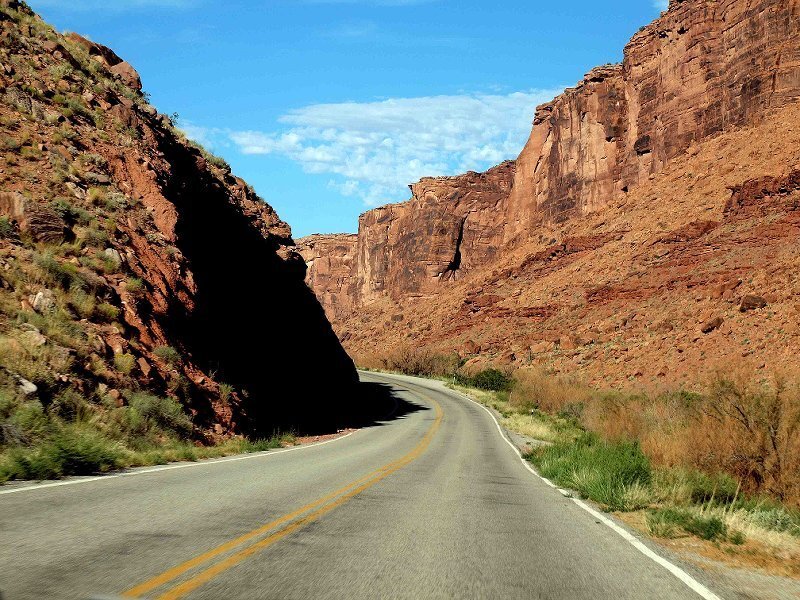 Winding Road in Canyon — Red