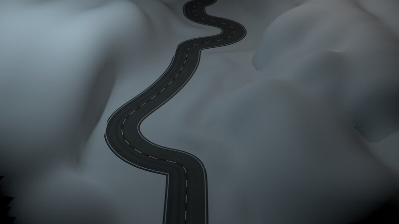 Winding Road in Clouds