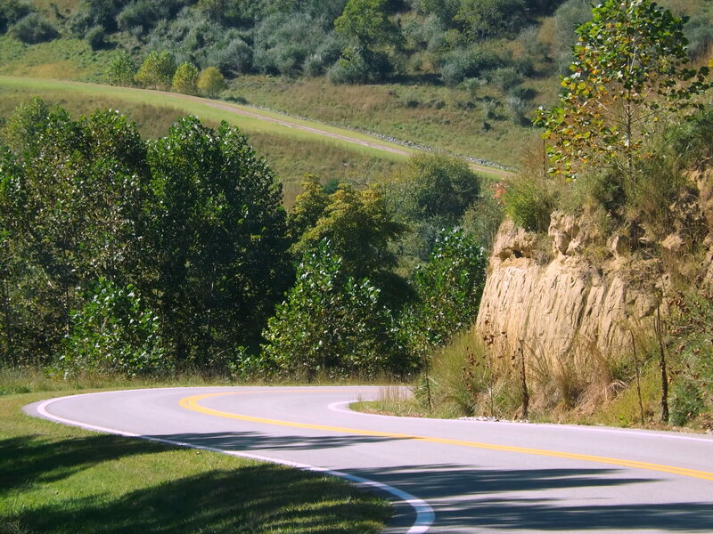 Winding Road in Countryside — Green, Serene