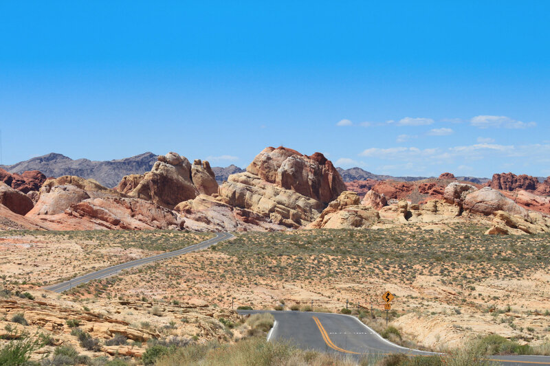 Winding Road in Desert — Blue, Arid
