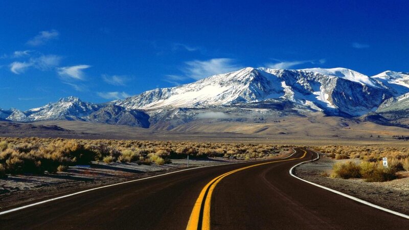 Winding Road in Desert — Blue, Serene