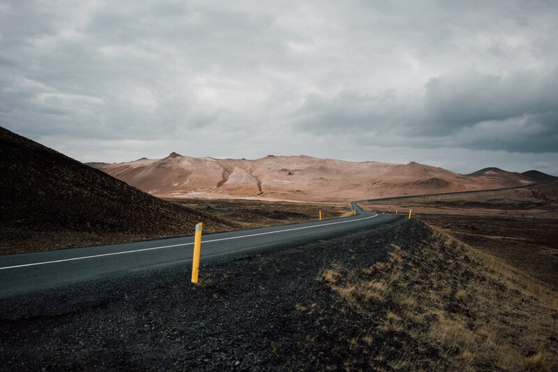 Winding Road in Desert — Gray