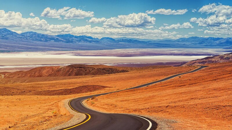 Winding Road in Desert — Orange, Serene