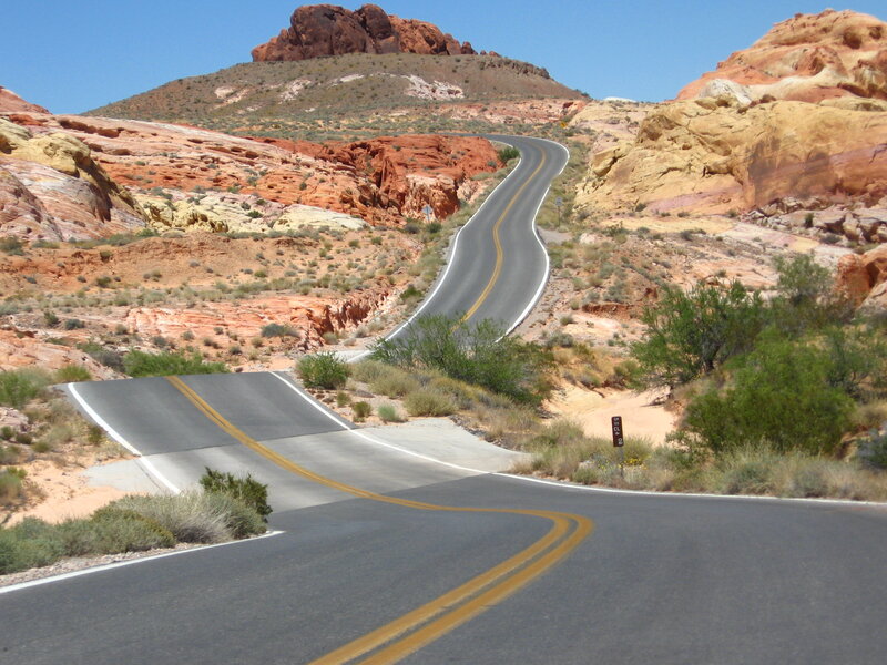 Winding Road in Desert — Red, Arid