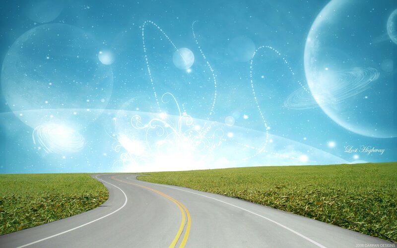 Winding Road in Field — Blue