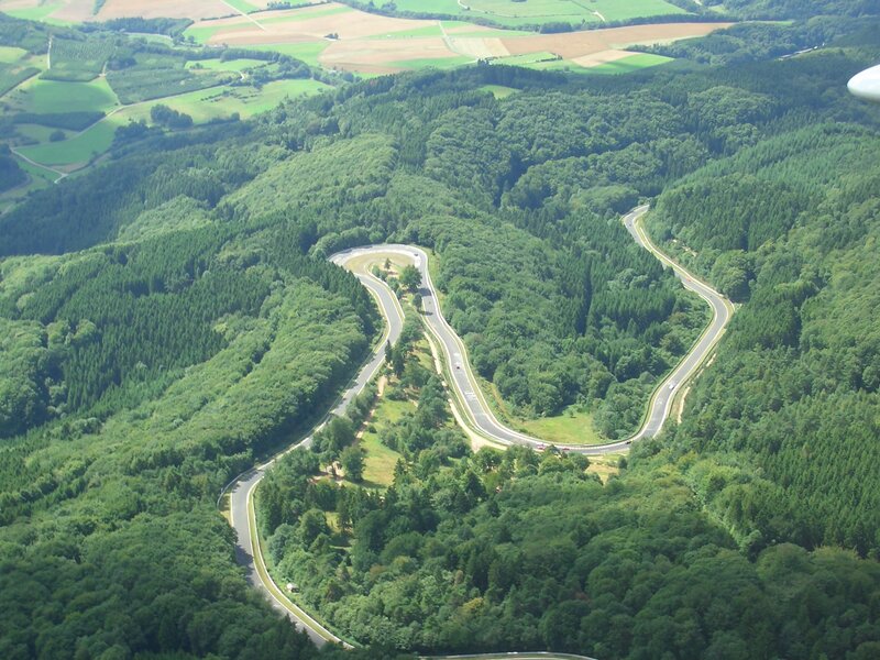 Winding Road in Forest — Green, Serene, Afternoon, Photograph, Hills, Fields