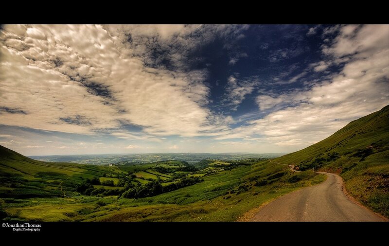 Winding Road in Green Hills — Dramatic, Afternoon