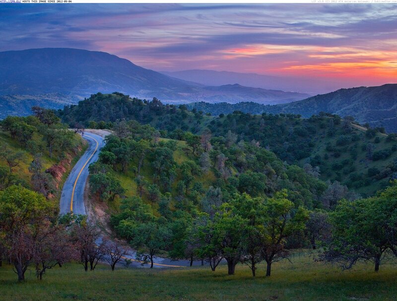 Winding Road in Hills — Green, Serene, Sunset