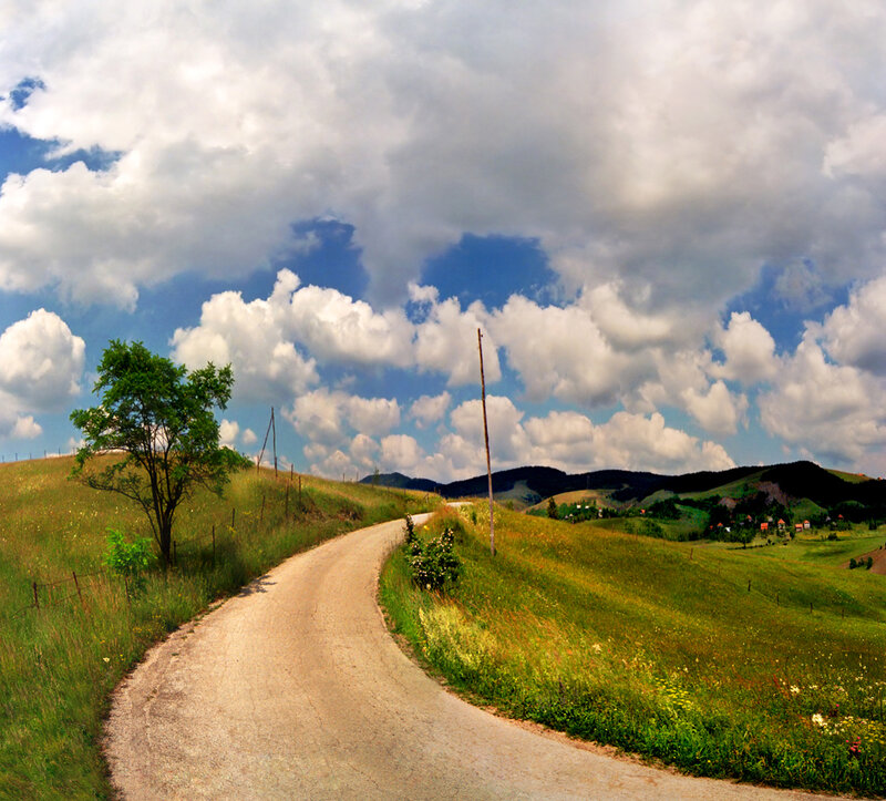 Winding Road in Hills — Green, Serene