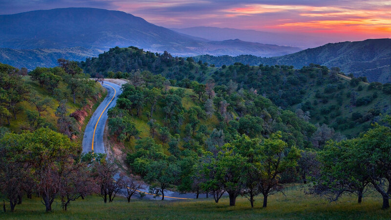Winding Road in Hills — Green