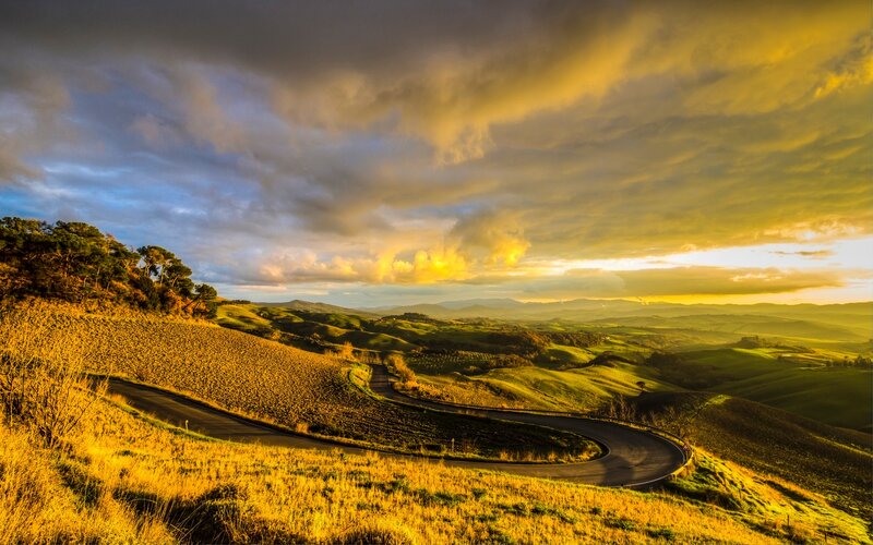 Winding Road in Hills — Yellow