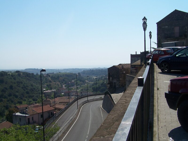 Winding Road in Hillside Town
