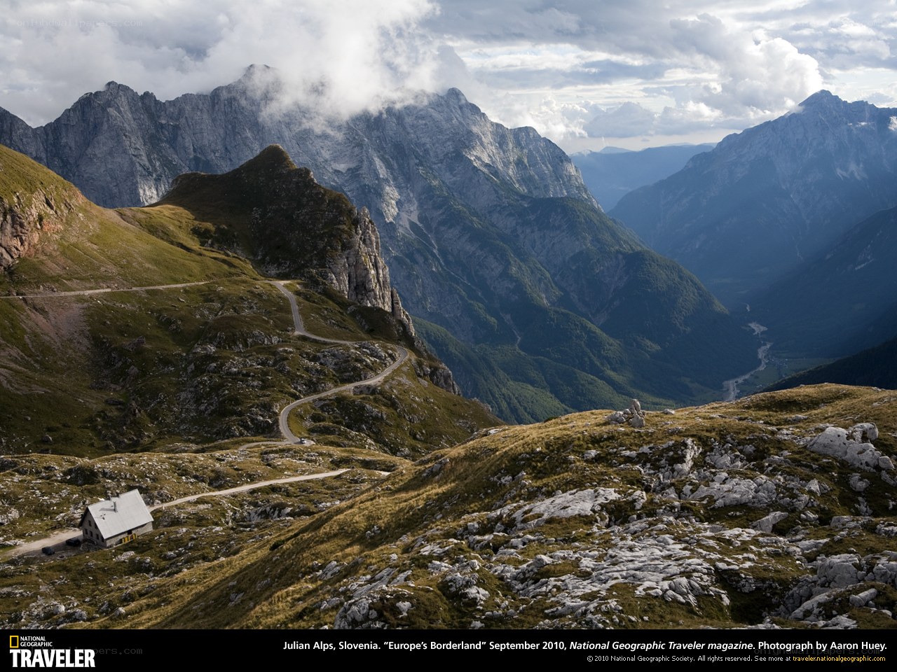 Winding road in Julian Alps