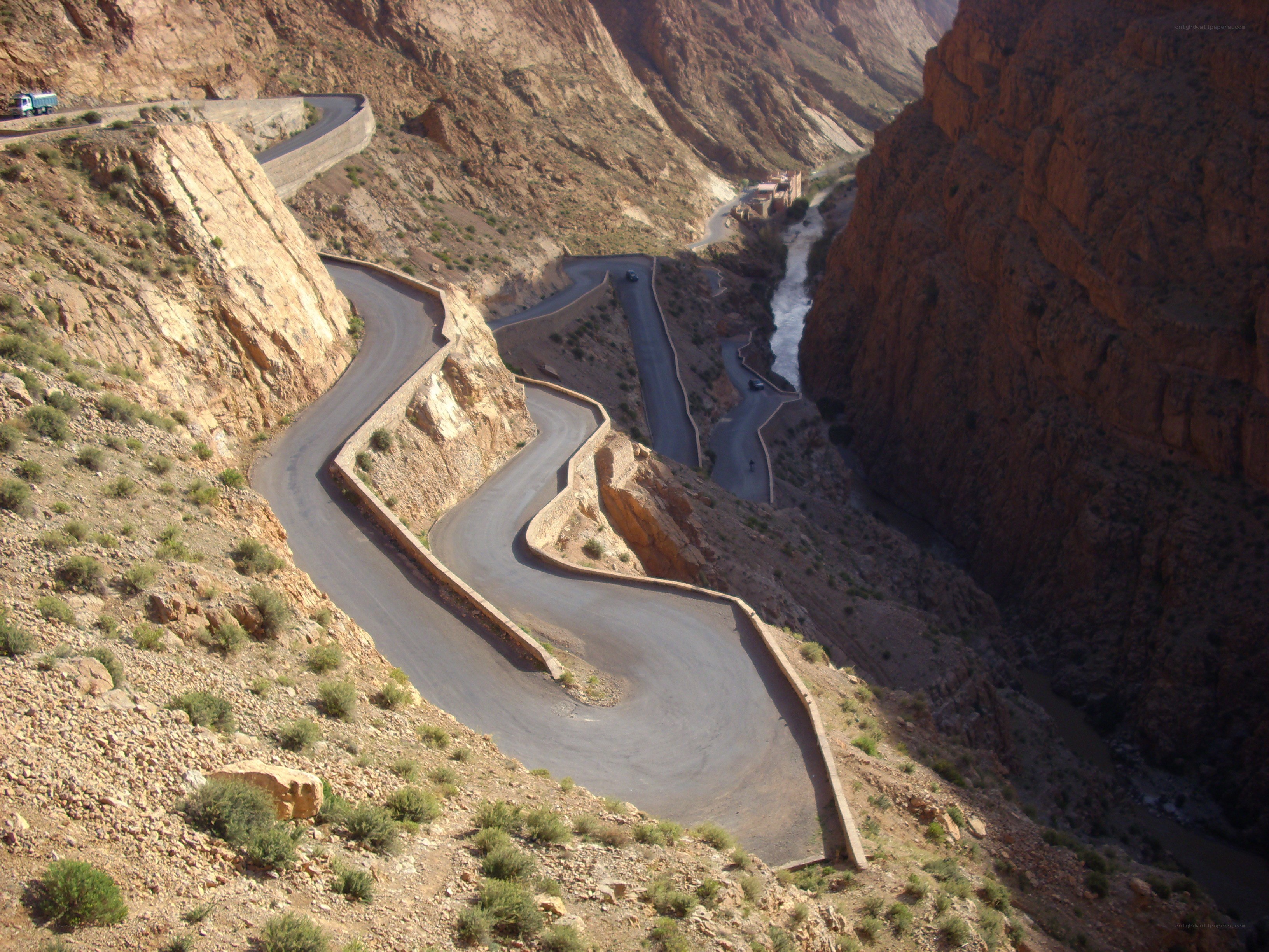 winding road in mountain canyon