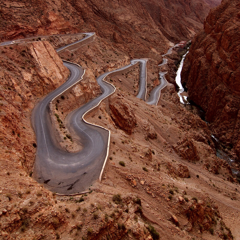 winding road in mountain canyon