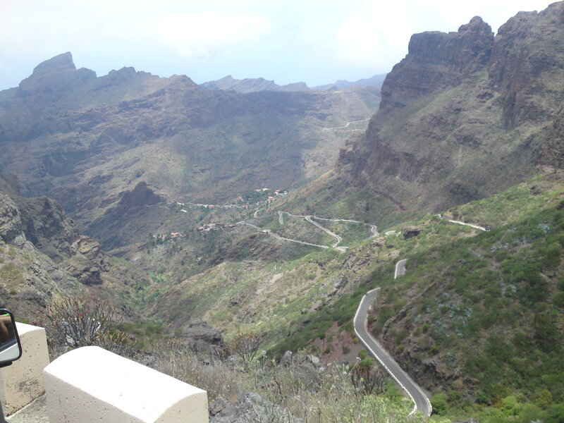 Winding road in mountain valley