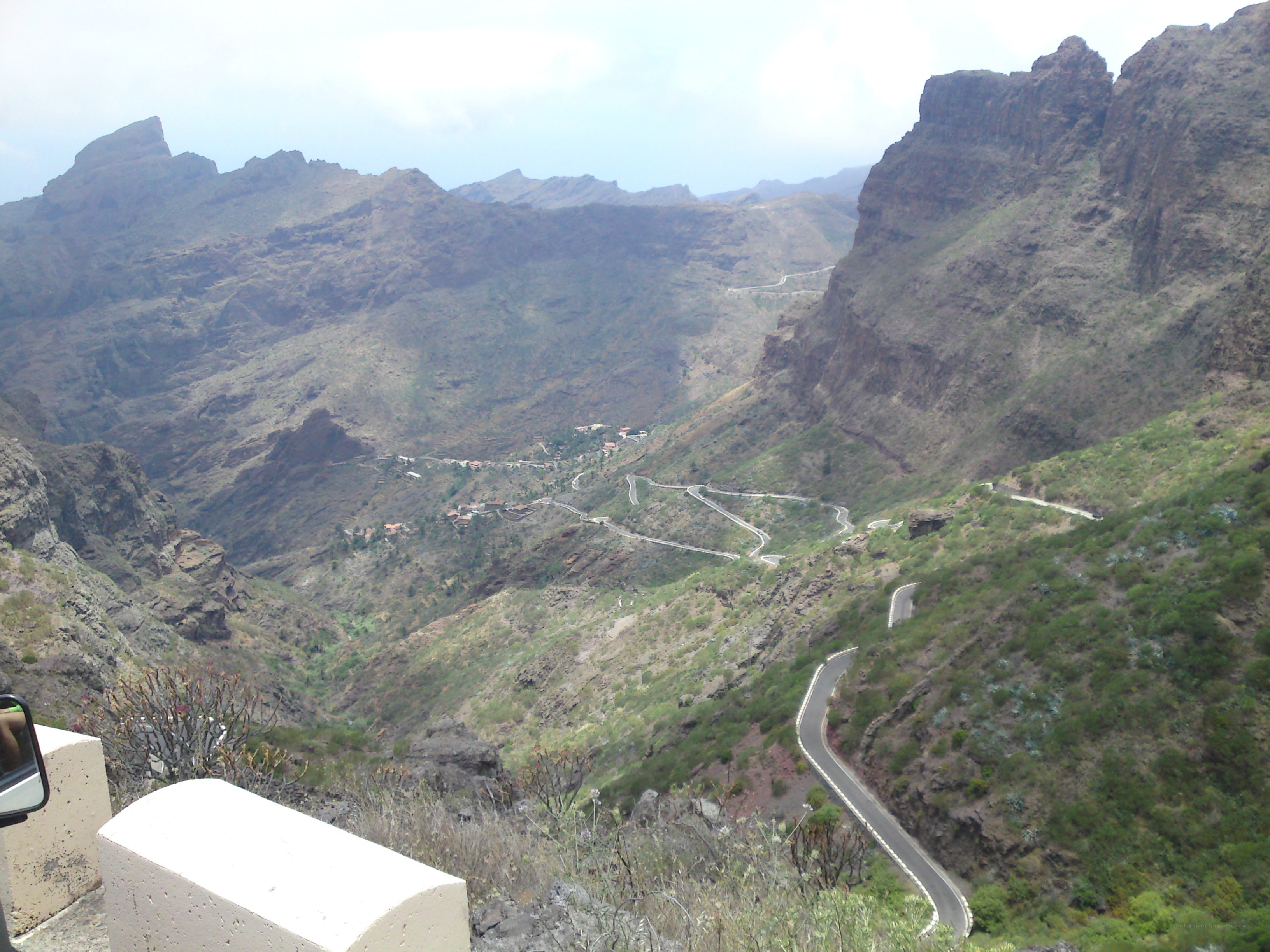Winding road in mountain valley