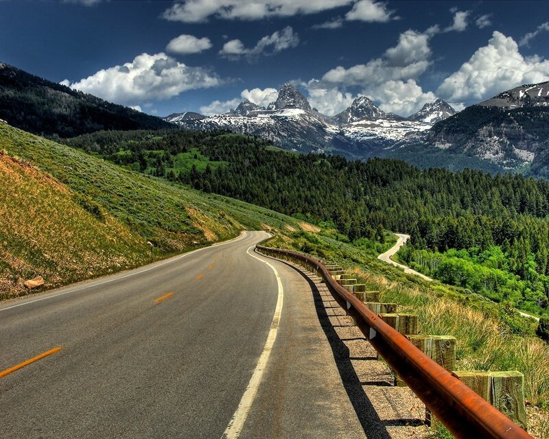 Winding Road in Mountains — Blue, Dramatic, Afternoon