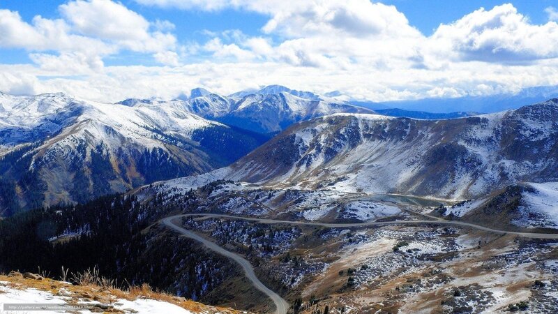Winding Road in Mountains — Blue, Serene, Winter