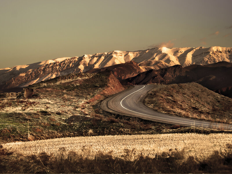 Winding Road in Mountains — Brown