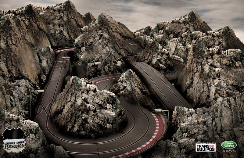 Winding Road in Mountains — Gray, Dramatic, Digital Art
