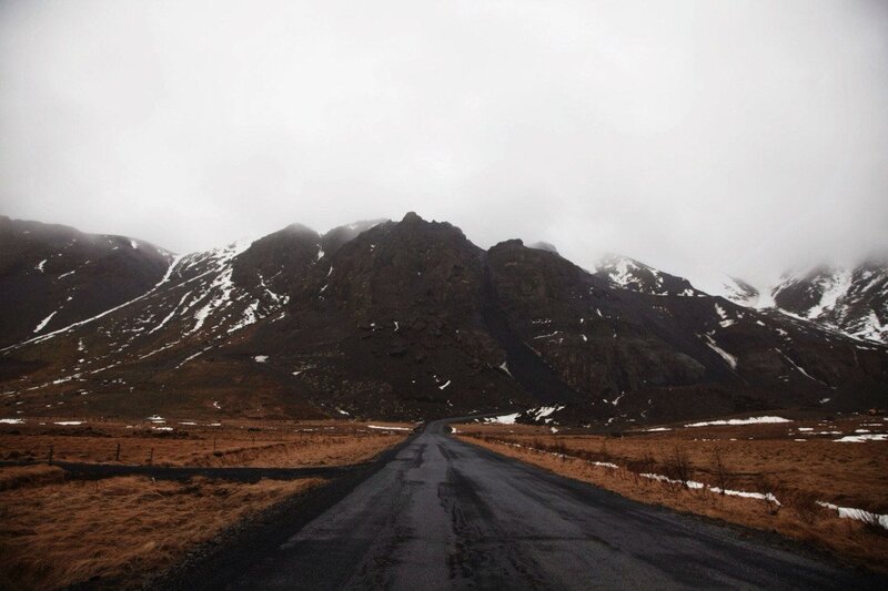 Winding Road in Mountains — Gray, Dreary, Winter