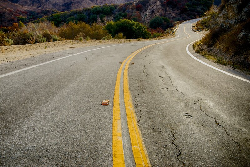 Winding Road in Mountains — Gray
