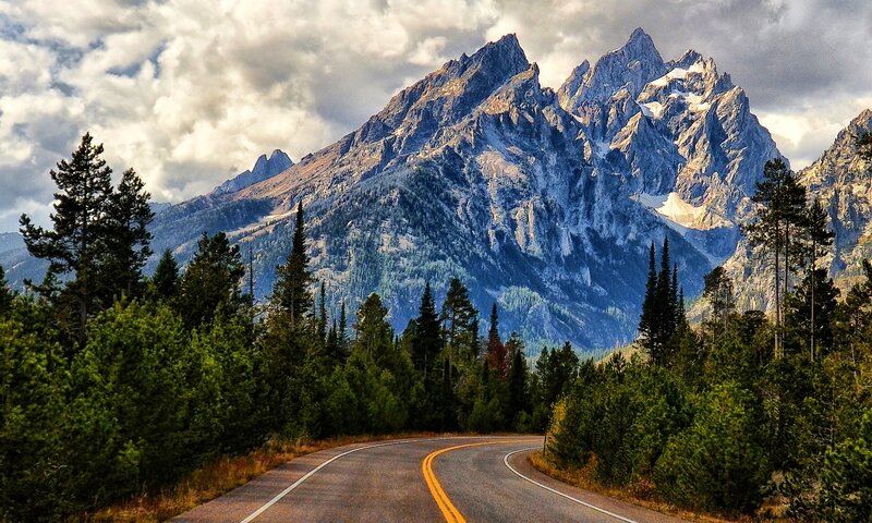 Winding Road in Mountains — Green, Dramatic, Afternoon, Photograph, Trees