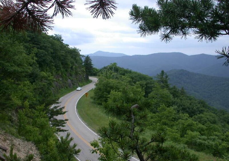 Winding Road in Mountains — Green, Serene