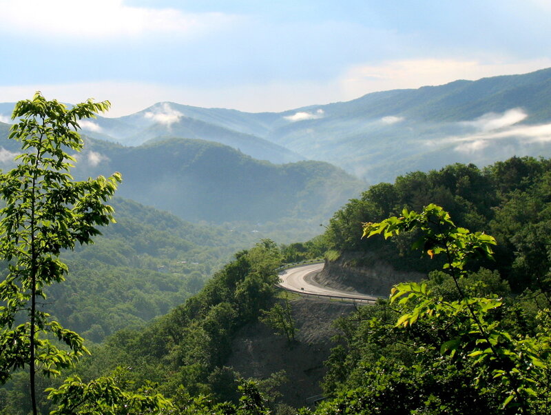 Winding Road in Mountains — Green