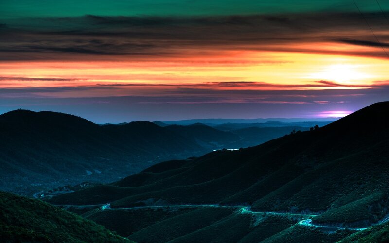 Winding Road in Mountains — Orange, Dramatic