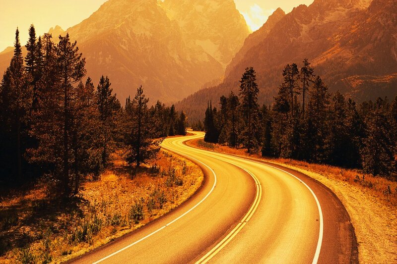 Winding Road in Mountains — Orange, Serene