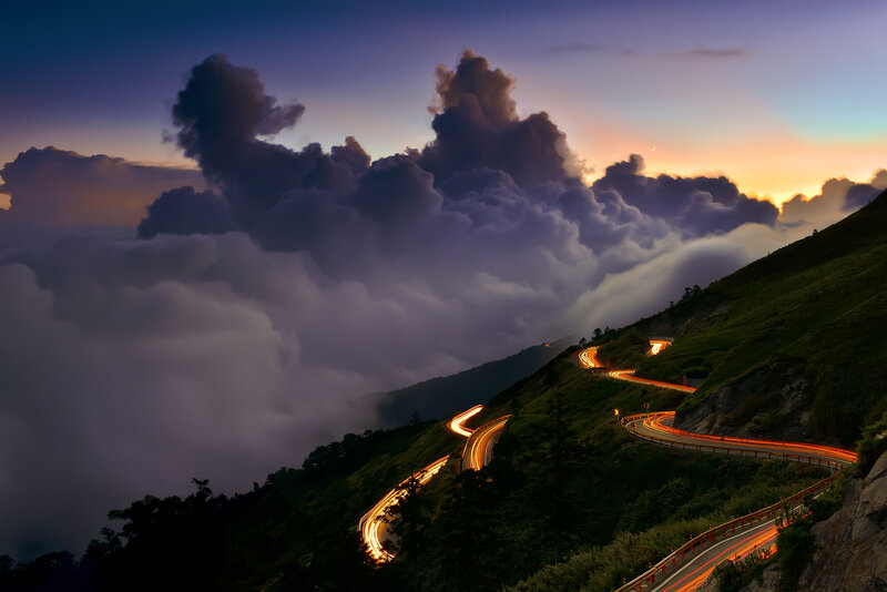 Winding Road in Mountains — Purple