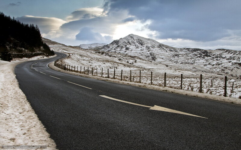 Winding Road in Snow — Gray, Dramatic