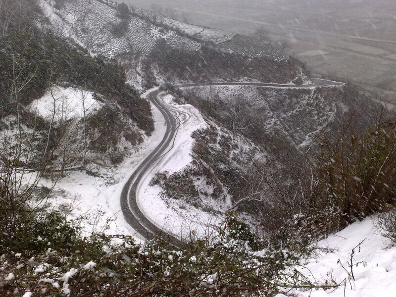 Winding Road in Snow