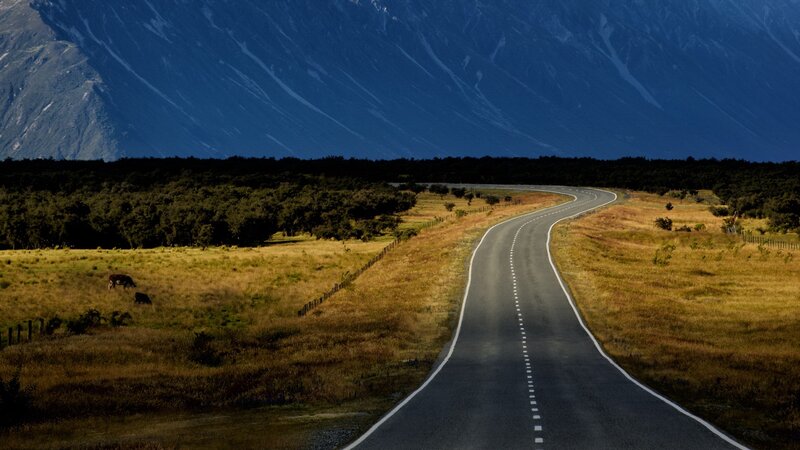Winding Road in Valley — Blue