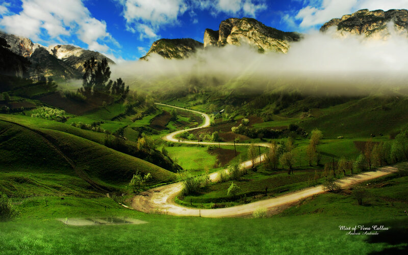 Winding Road in Valley — Green, Serene