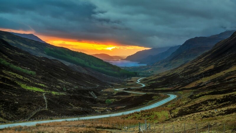 Winding Road in Valley — Orange