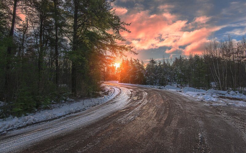 Winding Road in Winter — Orange