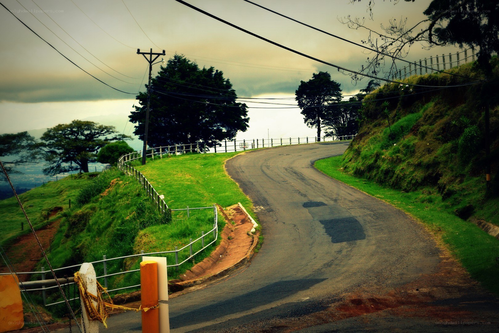 Winding road on a hillside