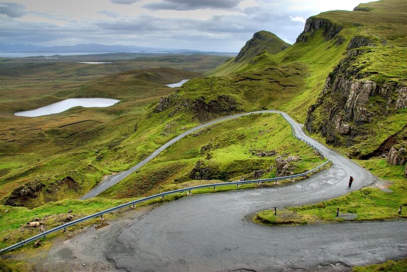 Winding Road on Green Hills — Dramatic, Afternoon