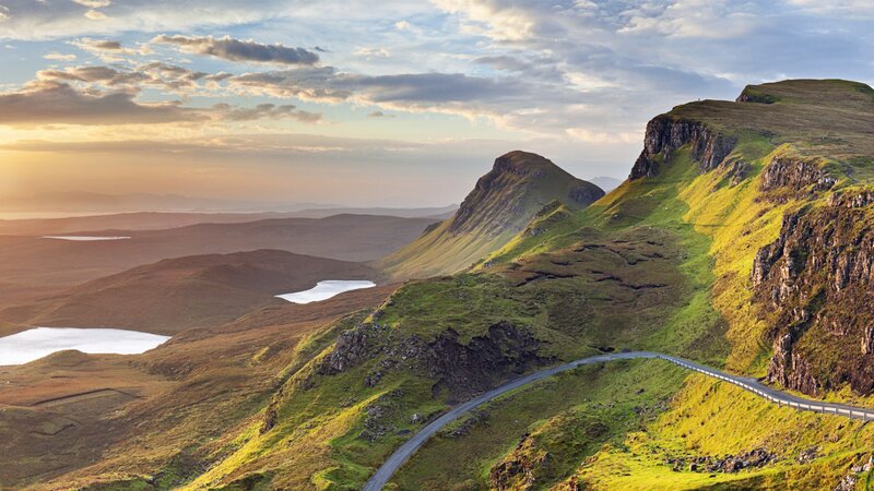 Winding Road on Green Hills — Serene