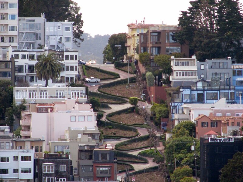 Winding Road on Hill — Gray