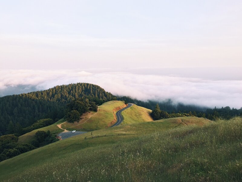 Winding Road on Hill — Green