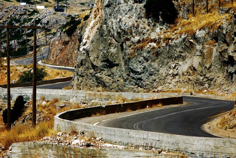 Winding Road on Mountain — Gray