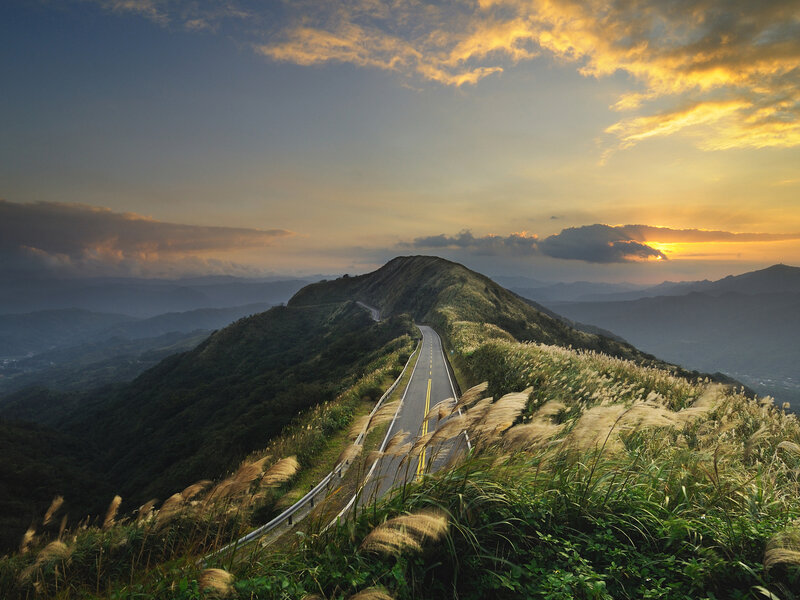 Winding Road on Mountain — Green