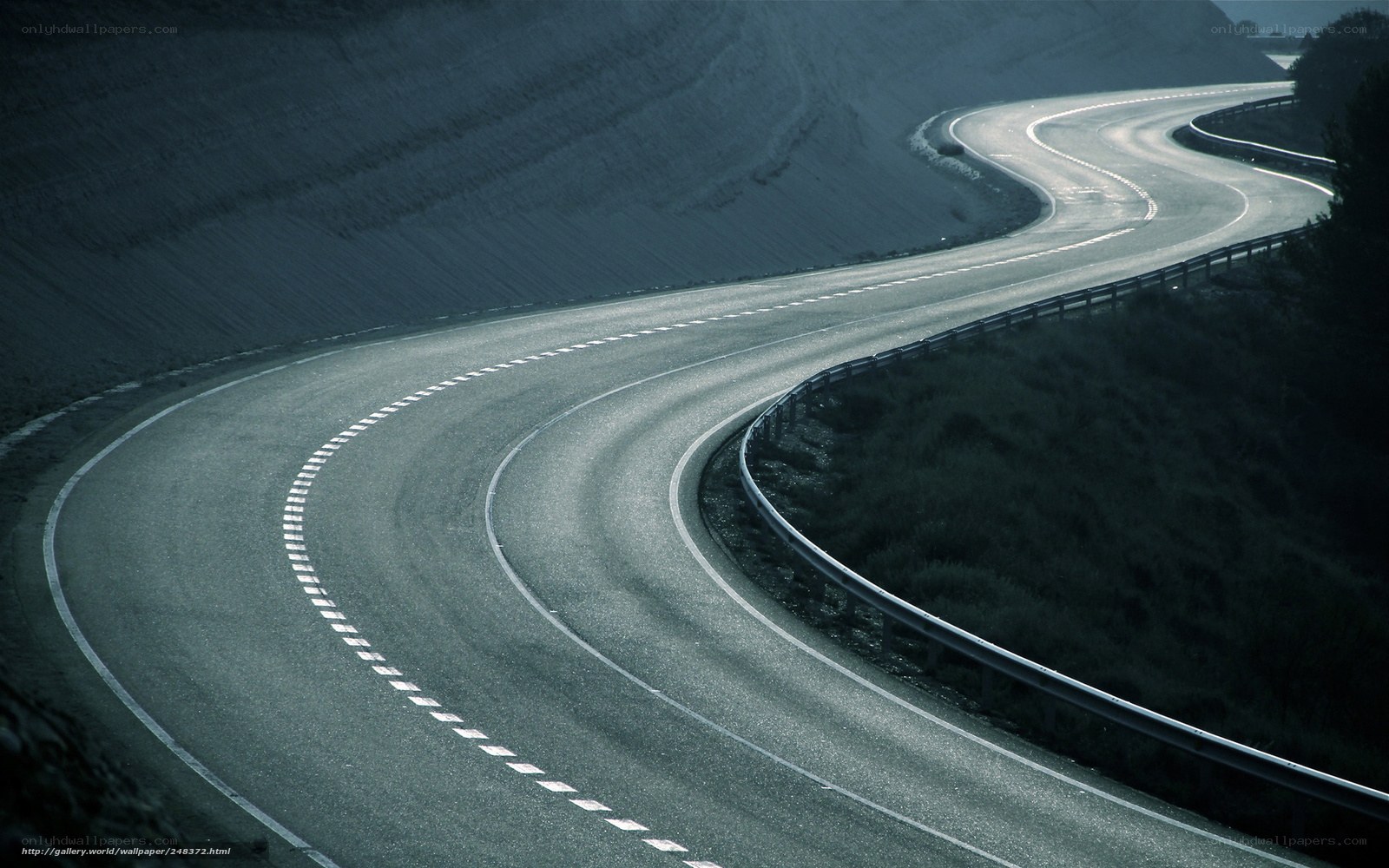 Winding road through a canyon