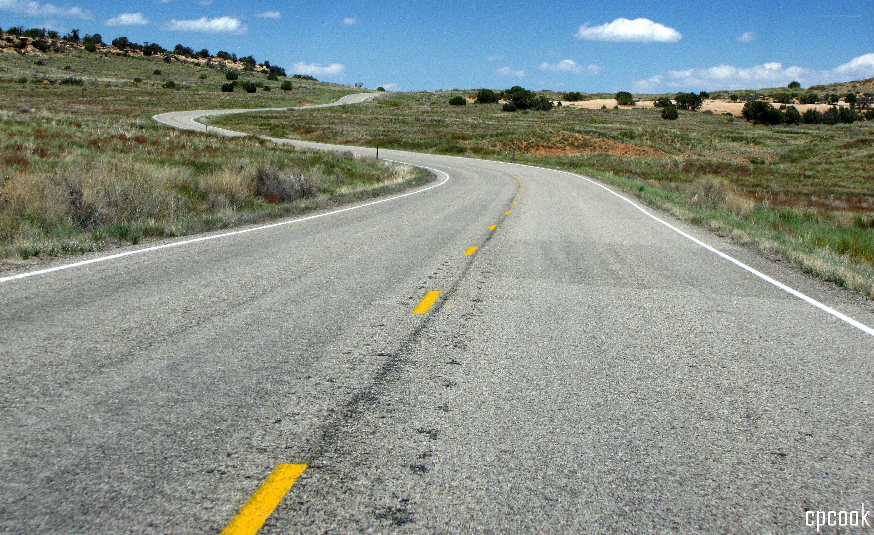 Winding road through arid landscape